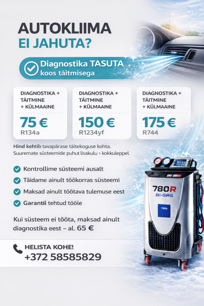 autokliima täitmine konditsioneer hooldus külmatehnika Tallinn